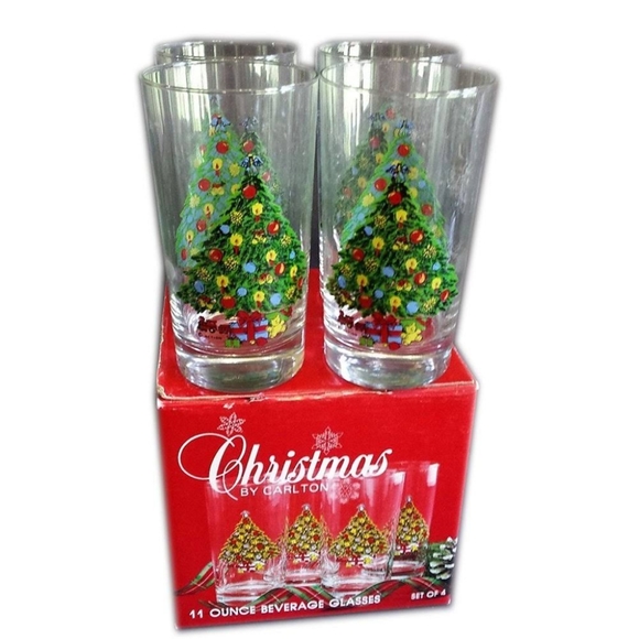 Vintage Carlton Christmas Glasses set of 4 - Picture 2 of 2